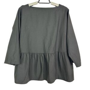 Bebe‎ Top Women's Medium / Large Boat Neck Peplum Blouse Ruffle Black